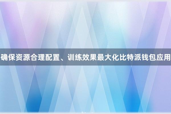 确保资源合理配置、训练效果最大化比特派钱包应用