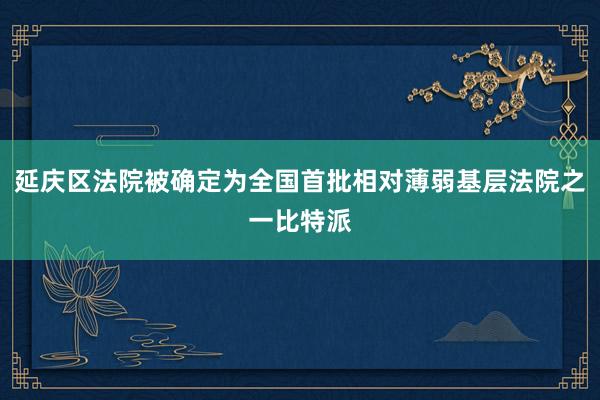 延庆区法院被确定为全国首批相对薄弱基层法院之一比特派