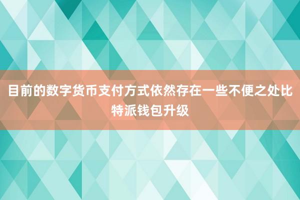 目前的数字货币支付方式依然存在一些不便之处比特派钱包升级