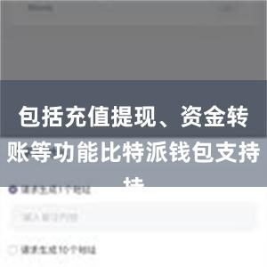 包括充值提现、资金转账等功能比特派钱包支持